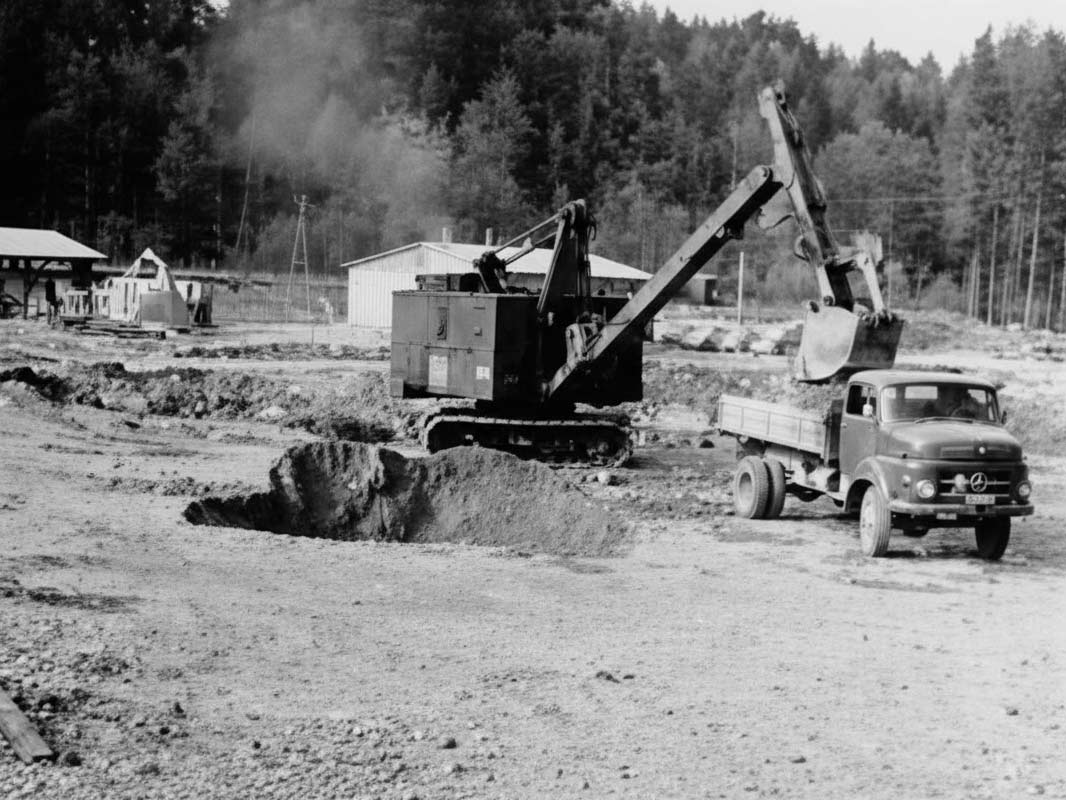 Aushub für das Nachklärbecken am 23.10.1962
