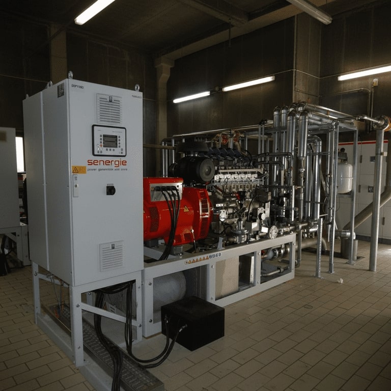 Ein Gasmotor des BHKWs