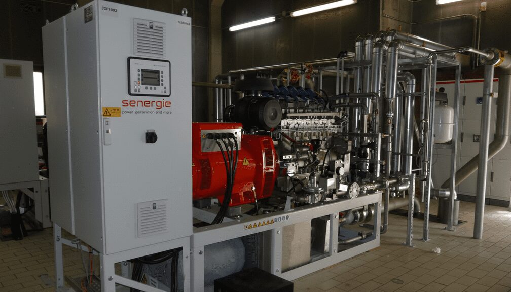 Der Gasmotor (100 kW) des BHKWs
